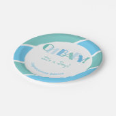 Oh Baby Boy Blue Modern Baby Dusche Pappteller (Schrägansicht)