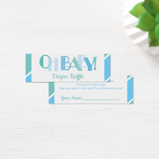 Oh Baby Boy Blue Modern Typografy Diaper Raffle (Schreibtisch)