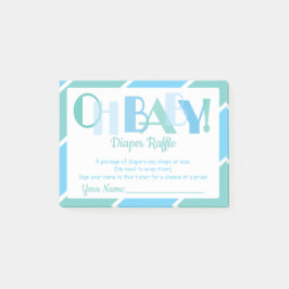 Oh Baby Boy Blue Modern Typografy Diaper Raffle Post-it Klebezettel