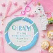 Oh Baby Boy Blue Typografy Baby Shower Pappteller (Party)