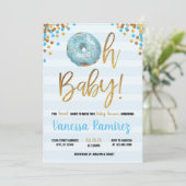 Oh Baby Boy Donut Baby Dusche Sprinkle Einladung (Stehend Vorderseite)
