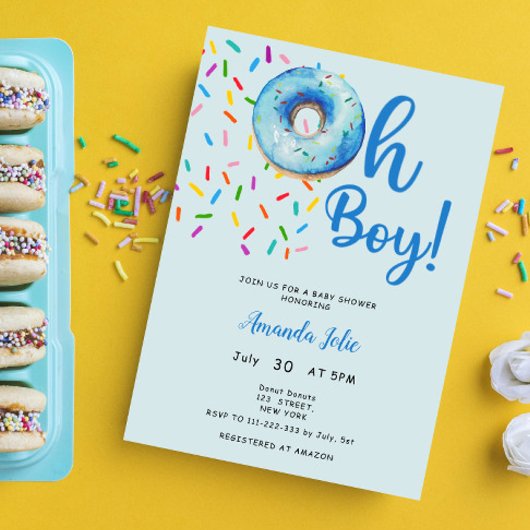 Oh Baby Boy Donut Theme Babydusche Einladung