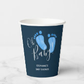 Oh Baby Boy Feet Navy Blue Baby Dusche Pappbecher (Rückseite)