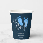 Oh Baby Boy Feet Navy Blue Baby Dusche Pappbecher (Vorderseite)