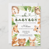 Oh Baby Boy Forest Animals Woodland Baby Dusche Einladung (Vorderseite)