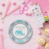 Oh Baby Boy Gemustert Elefanten Zickzack Moderne Pappteller (Party)