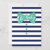 Oh Baby Boy Green & Navy Bow Krawatte Einladung (Rückseite)