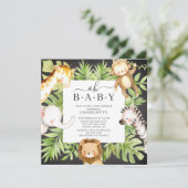 Oh Baby Boy Jungle Baby Dusche Einladung (Stehend Vorderseite)