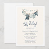 Oh Baby Boy Kleidung auf Clothesline Baby Dusche Einladung (Vorne/Hinten)