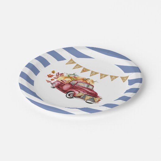 Oh Baby Boy Little Pumpkin Fall Baby Dusche Pappteller (Schrägansicht)