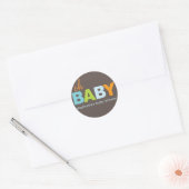 Oh Baby Boy Modern Baby Showaufkleber Runder Aufkleber (Umschlag)