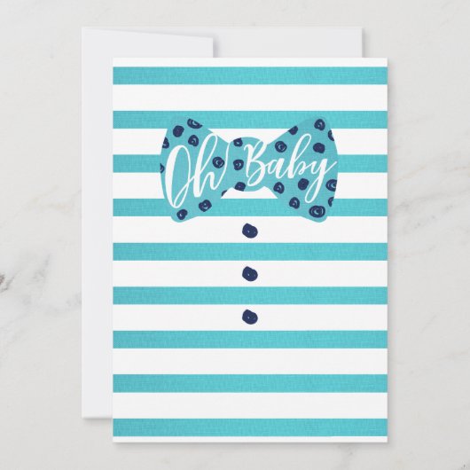 Oh Baby Boy Navy & Aquamarin Bow Krawatte Einladun Einladung (Rückseite)