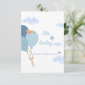 Oh Baby Boy Shower Einladung | Baby (Stehend Vorderseite)