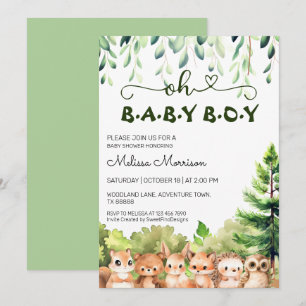 Oh Baby Boy Woodland Dusche Einladung