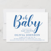 Oh Baby - Bright Blue Polka Dot Baby Dusche Einladung (Vorderseite)