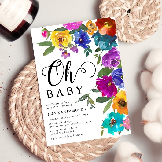 Oh Baby Bright & Bold Florals Baby Dusche Einladung