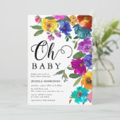 Oh Baby Bright & Bold Florals Baby Dusche Einladung (Stehend Vorderseite)