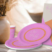 Oh Baby Bright Pink und Orange Baby Dusche Pappteller