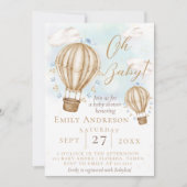 Oh Baby!Brown Hot Air Ballon Flaggen Babydusche Einladung (Vorderseite)