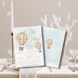 Oh Baby!Brown Hot Air Ballon Flaggen Babydusche Einladung