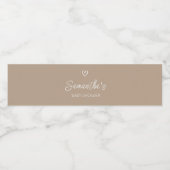 Oh Baby Brown Minimalistisch Baby Dusche Wasserflaschenetikett (Einzelnes Label)