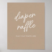 Oh Baby Brown Minimalistisch Diaper Raffle Poster (Vorne)