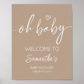 Oh Baby Brown Minimalistisch Welcome Poster (Vorne)