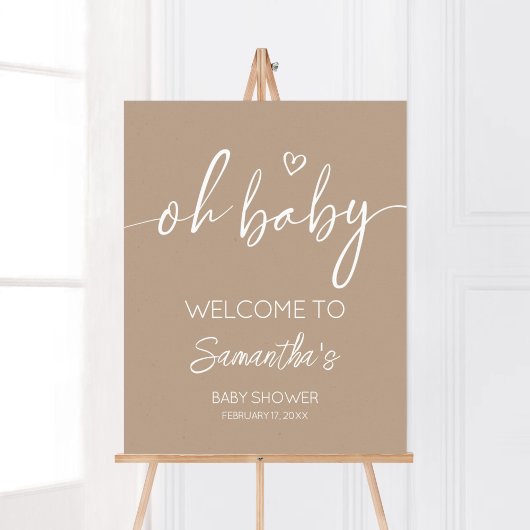 Oh Baby Brown Minimalistisch Welcome Poster