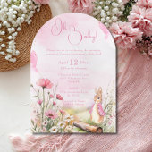 Oh Baby Bunny Rabbit Pink Aquarell Babydusche Einladung