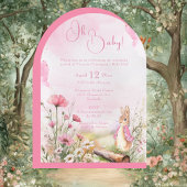 Oh Baby Bunny Rabbit Pink Aquarell Babydusche Einladung