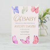 Oh Baby Butterflies Babydusche Einladung (Stehend Vorderseite)