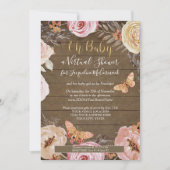 Oh Baby Butterfly Floral Rustic Wood Baby Dusche Einladung (Vorderseite)