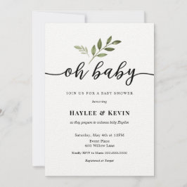 "Oh Baby" Calligraphy Green Shower Einladung