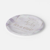 OH Baby! Calligraphy Ombré Lilac Stripes Pappteller (Schrägansicht)