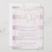 OH Baby! Calligraphy Ombré Rose Rosa Streifen Einladung (Vorderseite)