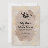 Oh Baby Champagne Foil Kinderdusche Einladung (Vorderseite)