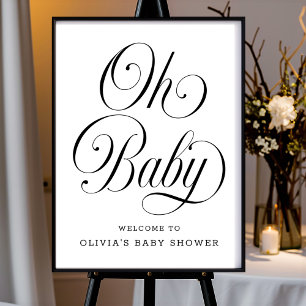 Oh Baby Chic B&W Neutrales Babyshower-Willkommenss Poster