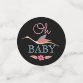 Oh Baby | Chic Floral Botanical Stork Baby Shower Konfetti (Klein Vorderseite)