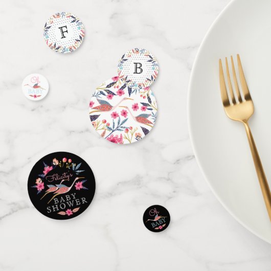 Oh Baby | Chic Floral Botanical Stork Baby Shower Konfetti (Gruppe)
