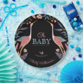 Oh Baby | Chic Floral Botanical Stork Baby Shower Pappteller (Party)