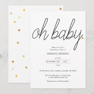 Oh Baby Chic Schriftzug Gold Liebe Herz Baby Showe Einladung