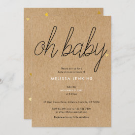 Oh Baby Chic Script Baby Dusche / Sprinkle Rustika Einladung