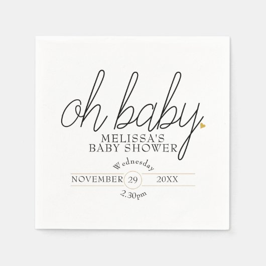 Oh Baby Chic Script Gold Heart Baby Dusche Serviette (Vorderseite)
