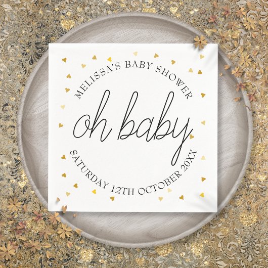 Oh Baby Chic Script Gold Heart Baby Dusche Serviette