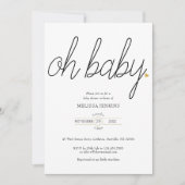 Oh Baby Chic Script Gold Liebe Heart Baby Dusche Einladung (Vorderseite)