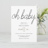Oh Baby Chic Script Gold Liebe Heart Baby Dusche Einladung (Stehend Vorderseite)