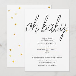 Oh Baby Chic Script Gold Liebe Heart Baby Dusche Einladung
