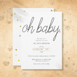 Oh Baby Chic Script Gold Liebe Heart Baby Dusche Einladung