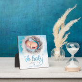 "Oh Baby" Chic Sweet Boy Birth Foto Blue Keepake Fotoplatte (InSitu)