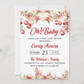 Oh! Baby Christmas Floral Baby Dusche Einladung (Vorderseite)